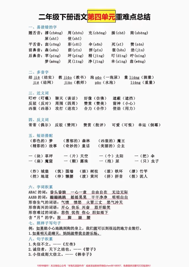 《二年级语文下册全册知识点总结。二年级语文下册全册知识点1-8单元重难点总结#全册知识点#二年级#二年级语文下册#知识分享#家长收藏孩子受益_二年级一线老师整理版资源（全网独家）》第5页预览