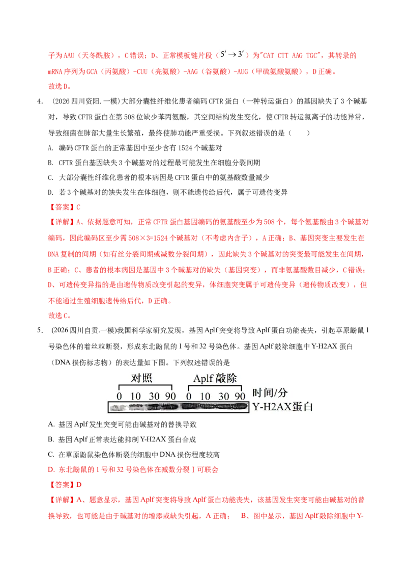 《专题08生物的变异与进化（教师版）(1)_高考一二三轮复习_生物_2027年高考生物专项_2026年高考生物一模试题分类汇编（四川专用）-G175_2026版》第3页预览