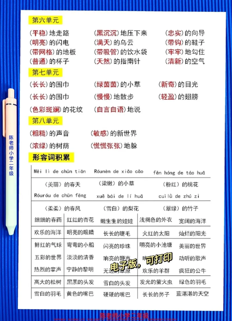 《二年级语文下册1-8单元词语搭配。老师精心整理,家长收藏给孩子打印出来#二年级 #二年级语文下册#必考_最新小学1-9年级各科+幼升小+综合类学习资源汇总包》第2页预览