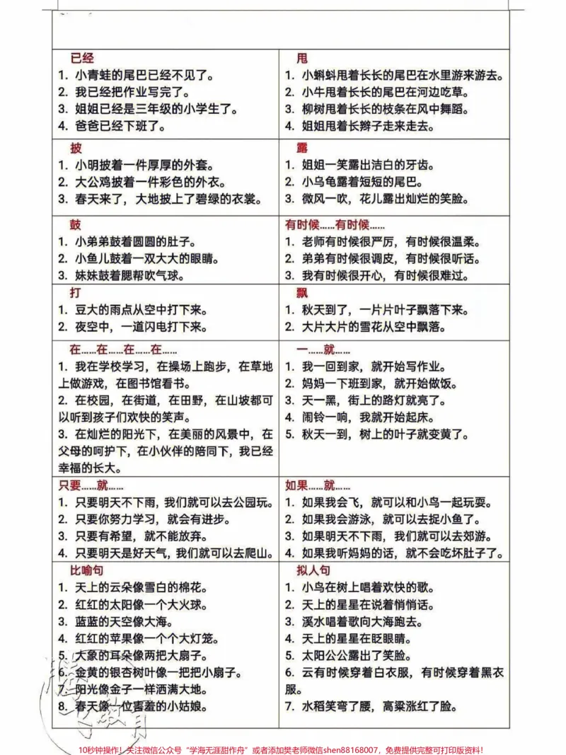 《二年级上册语文重点必考仿写句子汇总#学习#小学知识点归纳#知识点总结#小学语文资料分享》第1页预览