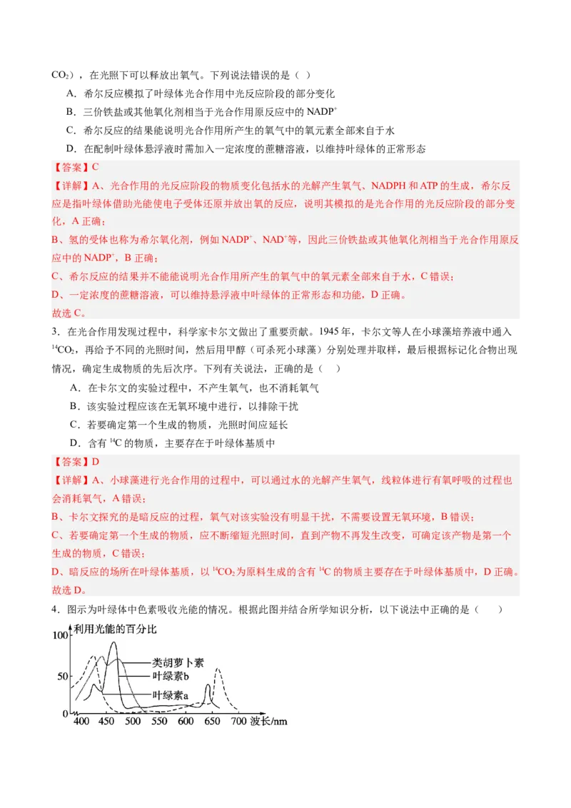 《第11讲光合作用（专项训练）（福建专用）（教师版）_高考一二三轮复习_生物_2026年高考生物一轮_2026年高考生物一轮课件+讲义+练习（福建专用）-G328》第2页预览