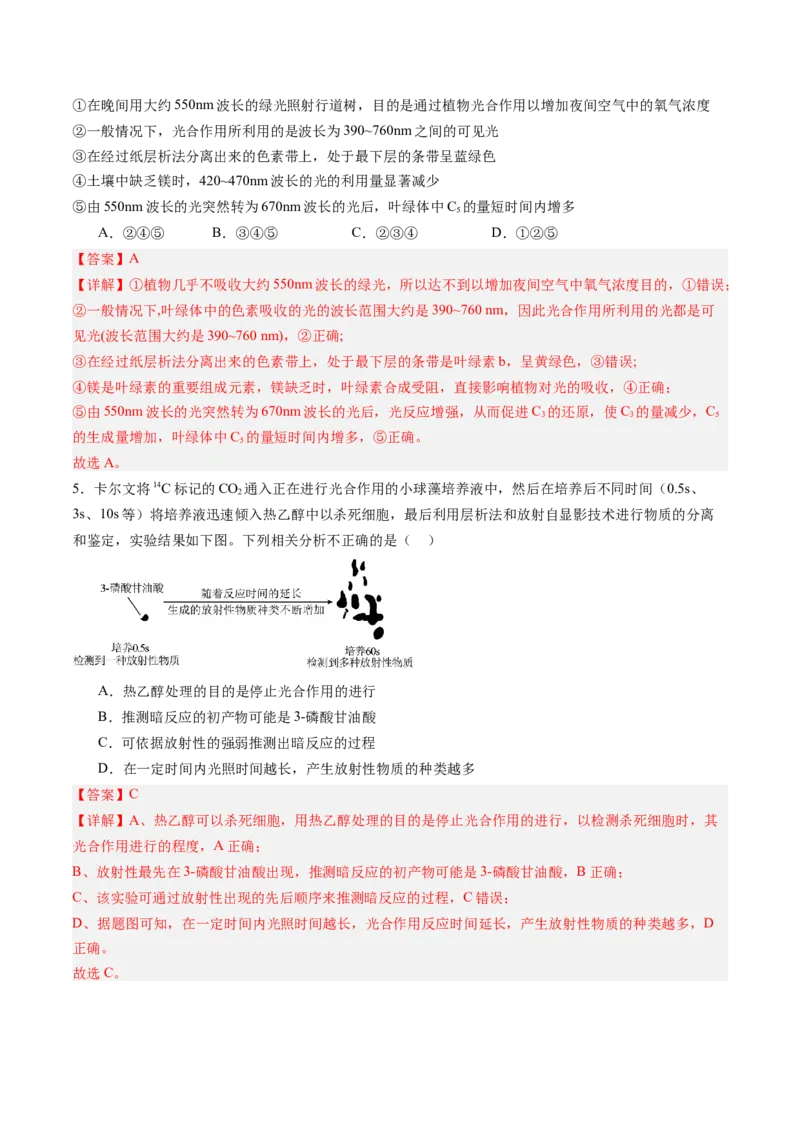 《第11讲光合作用（专项训练）（福建专用）（教师版）_高考一二三轮复习_生物_2026年高考生物一轮_2026年高考生物一轮课件+讲义+练习（福建专用）-G328》第3页预览