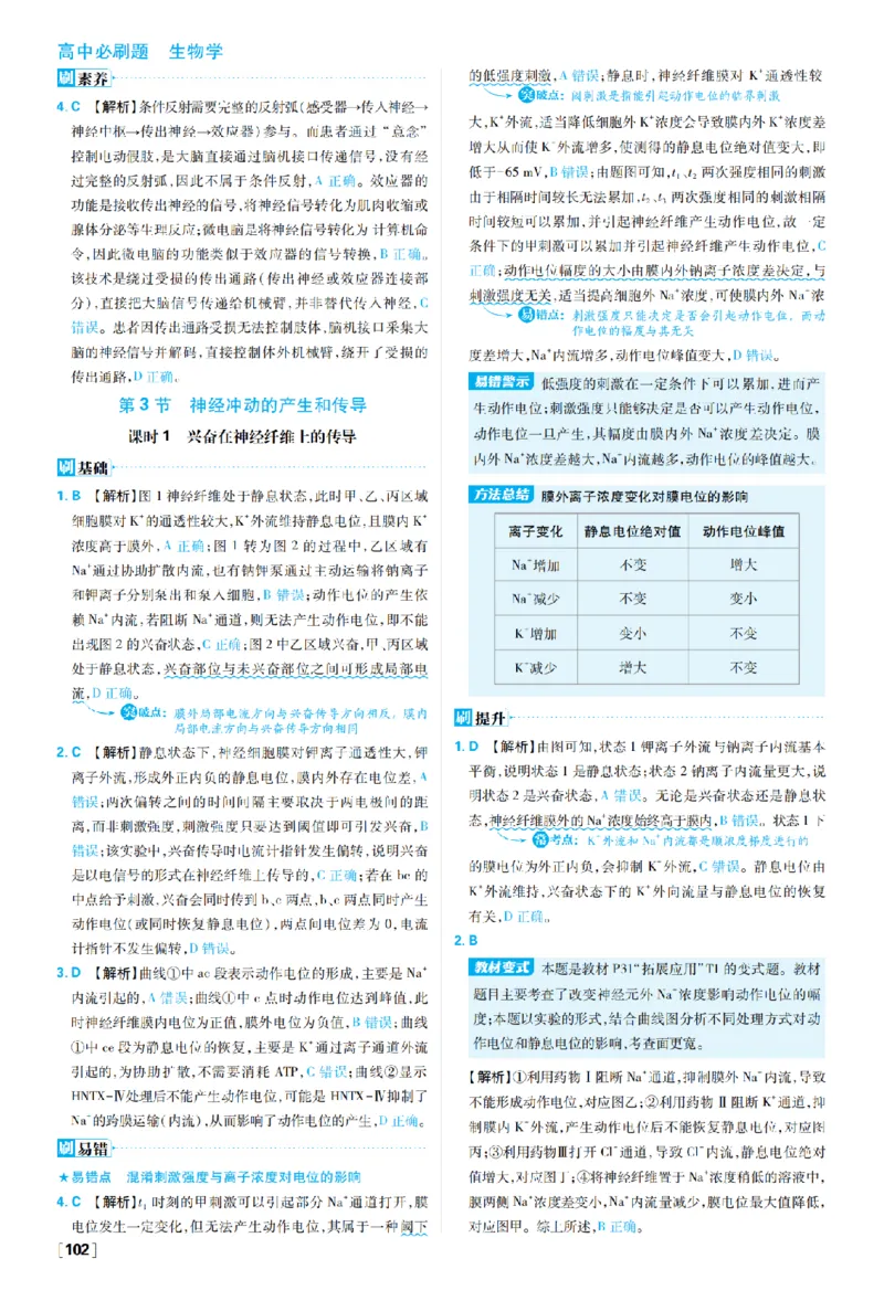 《第2章神经调节_2027高中必刷题_必刷题2027_2027高一高二必刷题_生物_生物选择性必修一人教版_生物选择性必修1_图书答案》第4页预览
