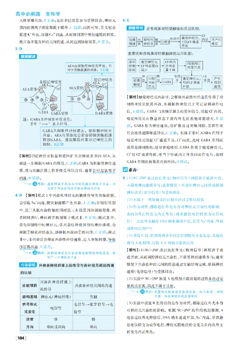 《第2章神经调节_2027高中必刷题_必刷题2027_2027高一高二必刷题_生物_生物选择性必修一人教版_生物选择性必修1_图书答案》第6页预览