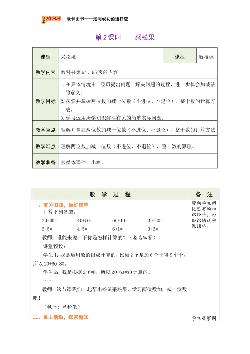 《第2课时采松果_26春小学语数英道科各版本《课件+教案》_26春各版本数学《课件+教案》1-6年级下册_26春北师大版数学1-6年级下册教案课件PPT_26春绿卡学霸-1数-北师-备课教案》第1页预览