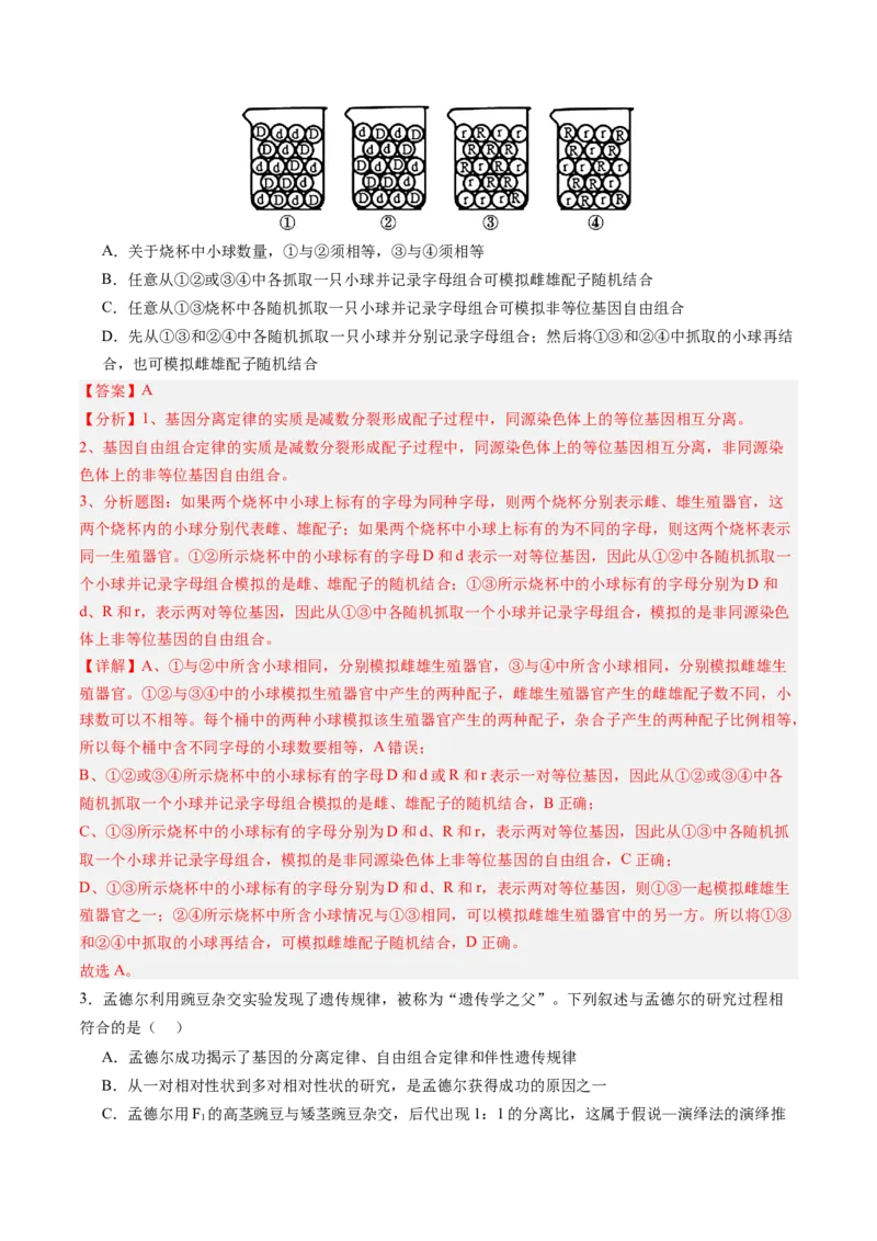 《第17讲自由组合定律（专项训练）（安徽专用）（教师版）_高考一二三轮复习_生物_2026年高考生物一轮_2026年高考生物一轮课件+讲义+练习（安徽专用）-G326》第2页预览