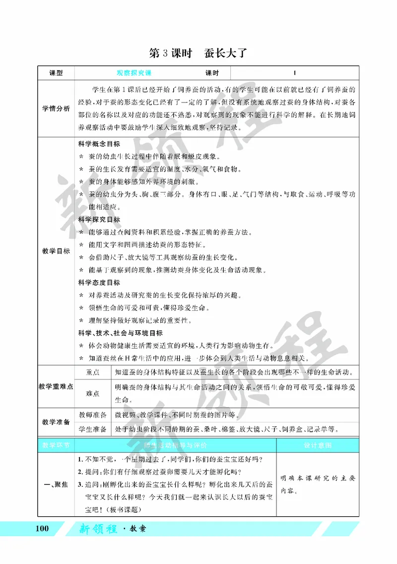 《教案—第3课时蚕长大了_26春小学语数英道科各版本《课件+教案》_26春教科版科学《课件+教案》1-6年级下册_四下_教学课件—第二单元动物的一生_教学课件—第二单元动物的一生》第1页预览