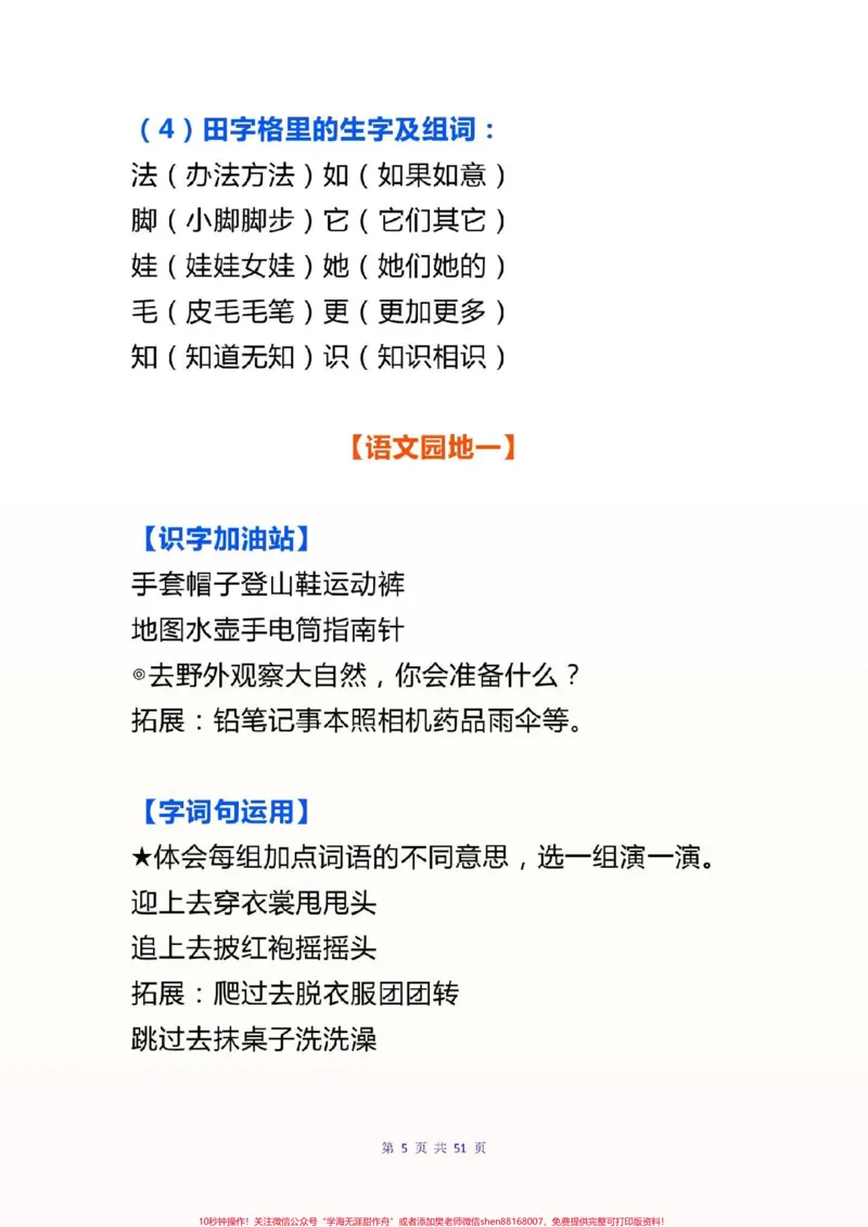 《二年级语文上册，每课知识点汇总。二上语文每课知识点汇总#二年级语文#感谢qunju888.com我要上热门_最新小学1-9年级各科+幼升小+综合类学习资源汇总包》第5页预览