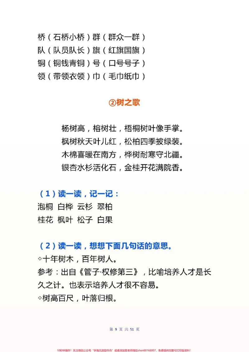 《二年级语文上册，每课知识点汇总。二上语文每课知识点汇总#二年级语文#感谢qunju888.com我要上热门_最新小学1-9年级各科+幼升小+综合类学习资源汇总包》第9页预览