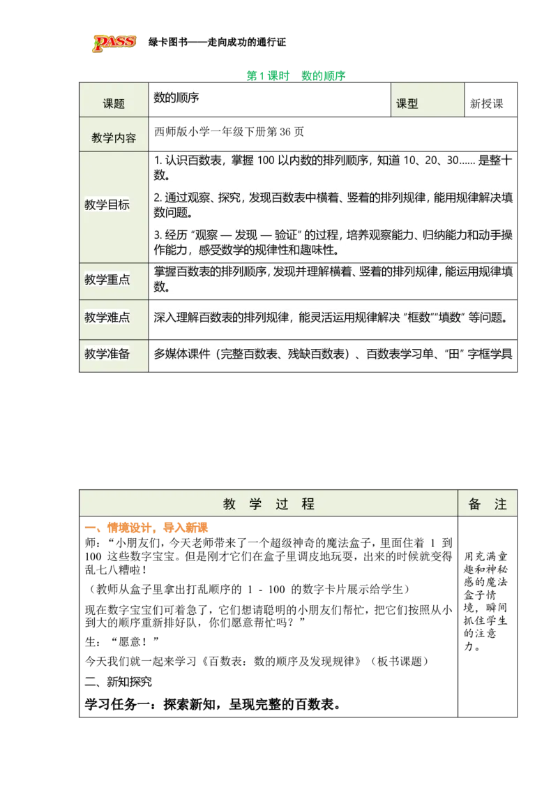 《第1课时数的顺序_26春小学语数英道科各版本《课件+教案》_26春各版本数学《课件+教案》1-6年级下册_26春西师大版数学1-6年级下册教案课件PPT_西师大版数学一年级下册教案课件（26春）》第1页预览
