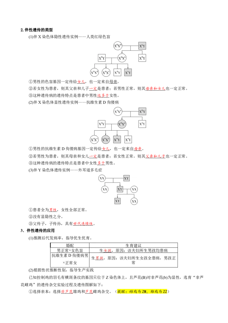 《第17讲伴性遗传和人类遗传病（复习讲义）（全国通用）（教师版）_高考一二三轮复习_生物_2026年高考生物一轮_2026年高考生物一轮复习讲义+练习+课件（新教材新高考）-G55_2026版》第10页预览