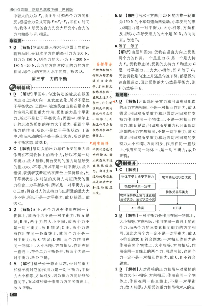 《2024版《初中必刷题》物理8下（HK）-批注式详答与详析_初中全科知识点总结和试卷_赠送习题试卷_初中3年学习辅助资料_2、2025初中必刷题合集_初中必刷题23+24+25上册_25初中必刷_初中必刷题》第6页预览