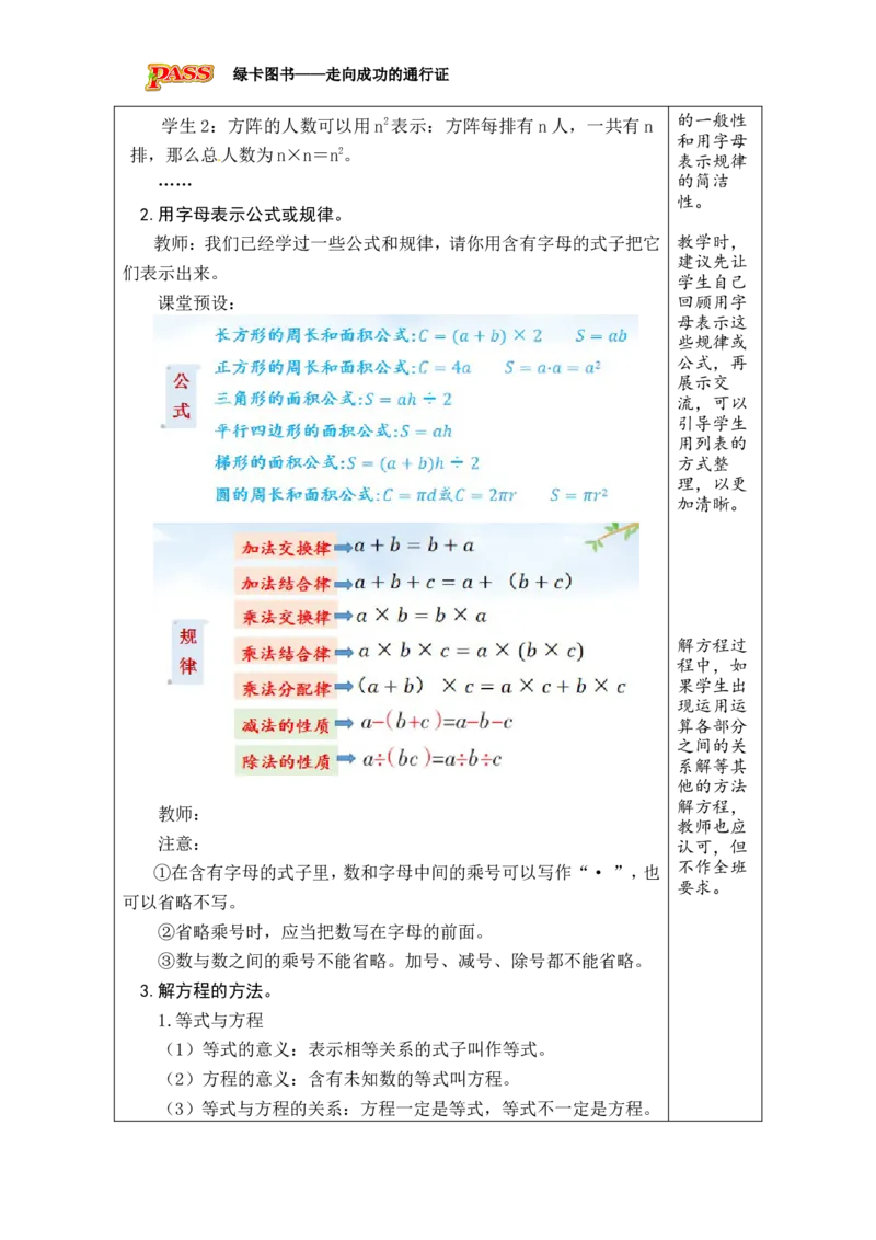 《第11课时式与方程（1）_26春小学语数英道科各版本《课件+教案》_26春各版本数学《课件+教案》1-6年级下册_26春北师大版数学1-6年级下册教案课件PPT_26春绿卡学霸-6数-北师-备课教案_总复习》第2页预览