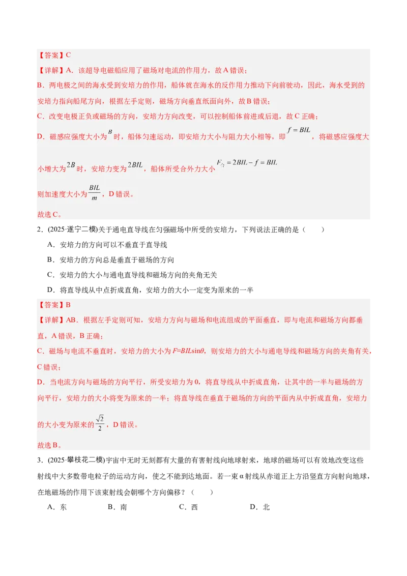《专题08磁场（教师版）_高考一二三轮复习_物理_2026年-物理高考专项复习_2025年高考物理二模试题分类汇编（四川专用）》第2页预览