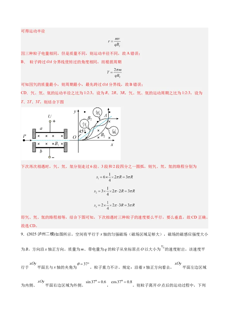 《专题08磁场（教师版）_高考一二三轮复习_物理_2026年-物理高考专项复习_2025年高考物理二模试题分类汇编（四川专用）》第9页预览