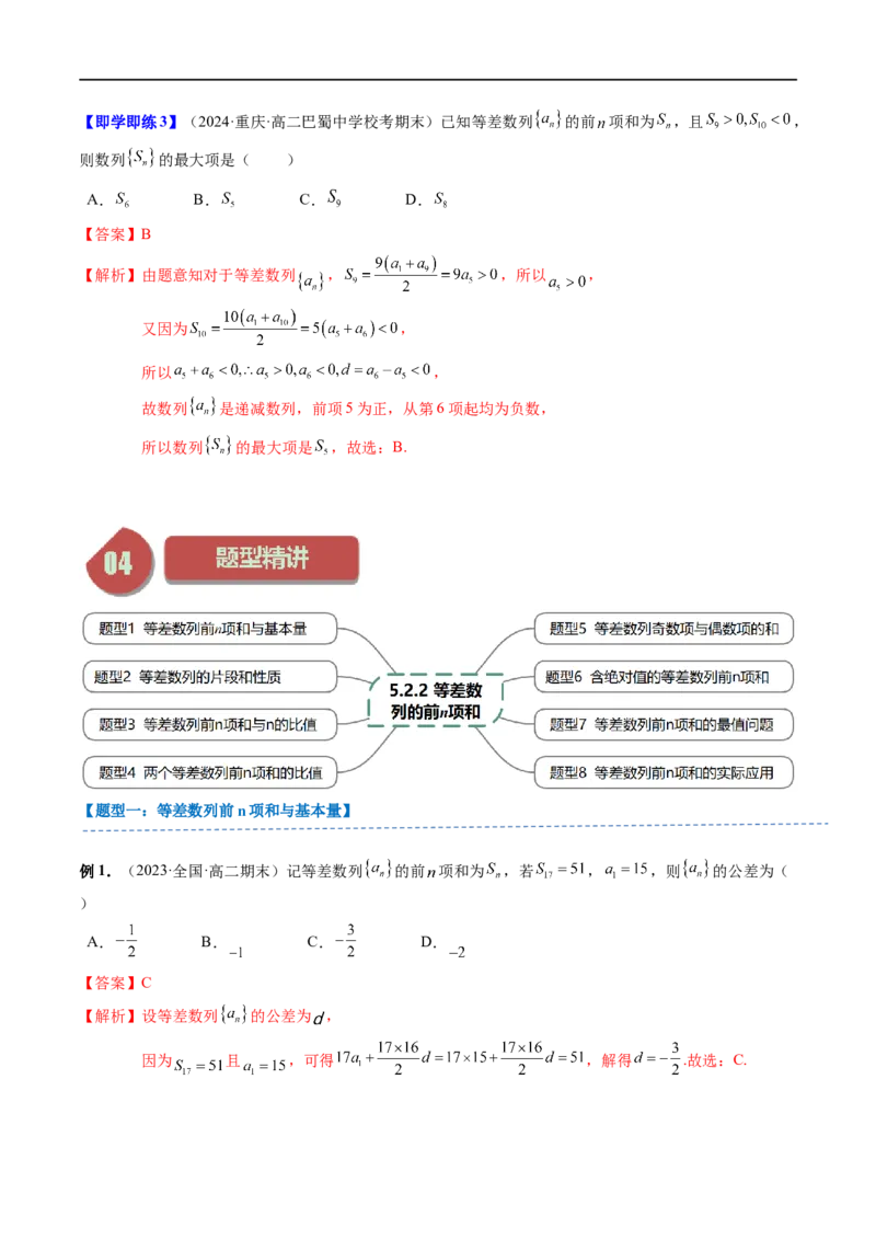 《第04讲5.2.2等差数列的前n项和（3知识点+8题型+强化训练）教师版-高中数学人教B版讲义（选择性必修三）_2027高中必刷题_必刷题2027_2027高一高二必刷题_数学_赠送》第4页预览