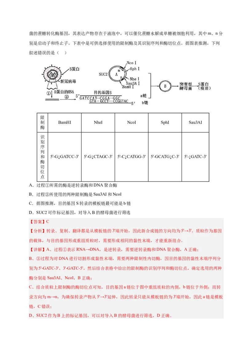 《专题21生物技术的安全与伦理（教师版）_高考一二三轮复习_生物_2026年-生物高考专项复习_2025年高考生物一模试题分类汇编（四川专用）》第3页预览