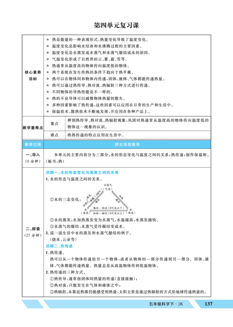 《第四单元复习课_26春小学语数英道科各版本《课件+教案》_26春教科版科学《课件+教案》1-6年级下册_五下_优翼26春科学JK五下——教案_优翼26春科学JK五下——教案_第四单元热》第1页预览