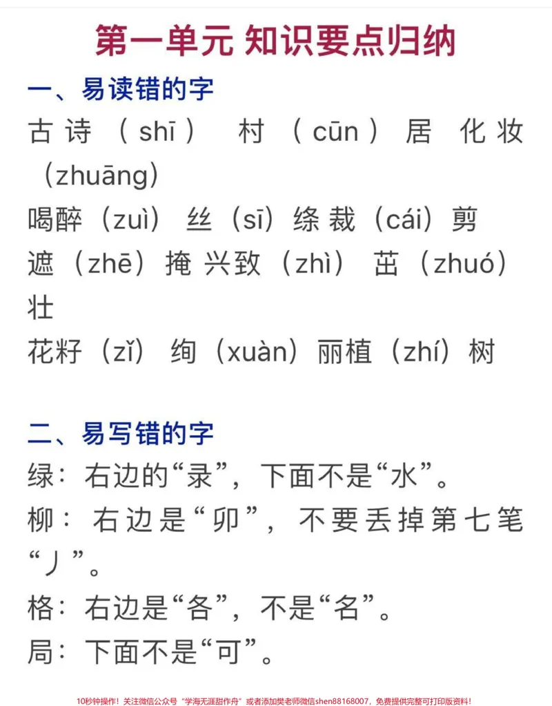 《二年级下册语文第一单元要点知识点归纳总结#家长收藏孩子受益#每天学习一点点#教育#学习#知识点总结_最新小学1-9年级各科+幼升小+综合类学习资源汇总包》第1页预览