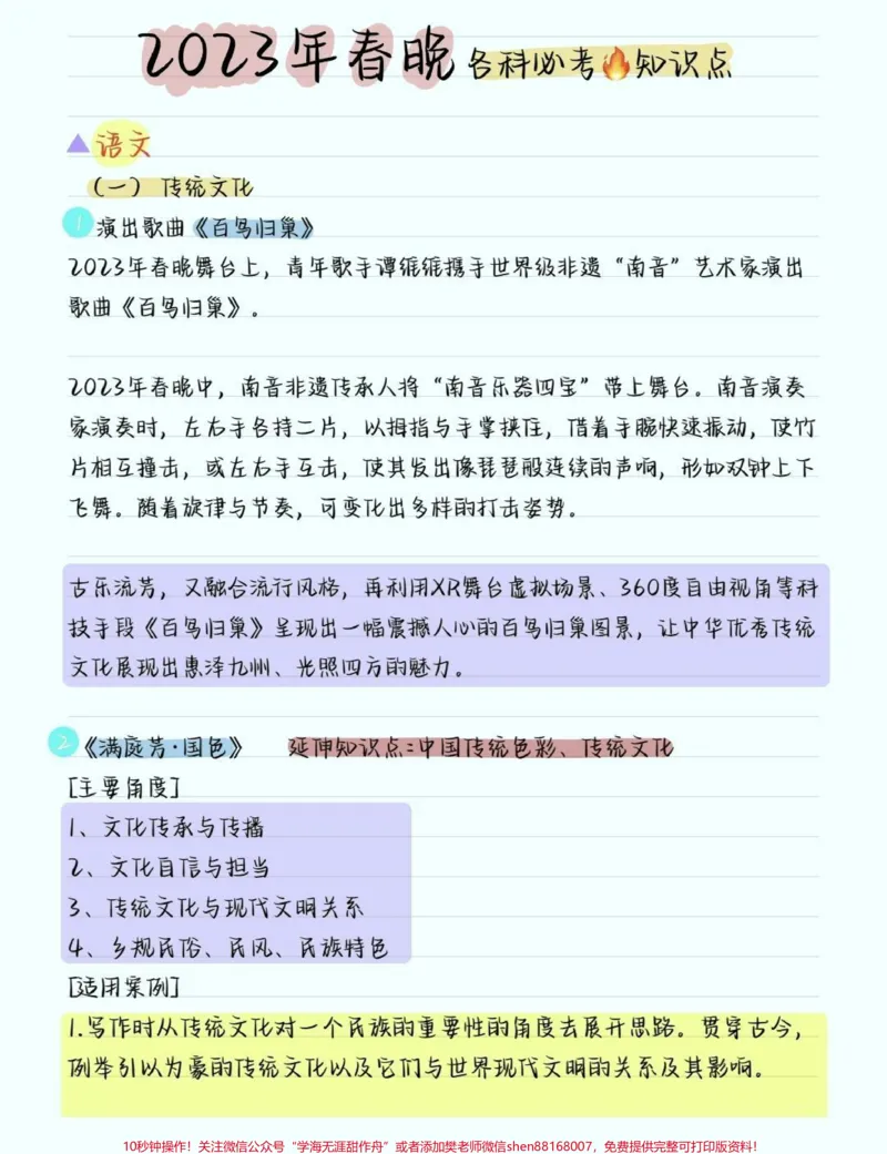 《2023春晚考点知识，春晚里隐藏的这些考点很可能会出现在各种考试的卷子上，小伙伴们一定要多看几遍，把这些考点掌握了，考试的时候遇到了就不会一筹莫展啦#知识分享#春晚考点#图文伙伴计划#qunju888.com图文来了#学习》第1页预览