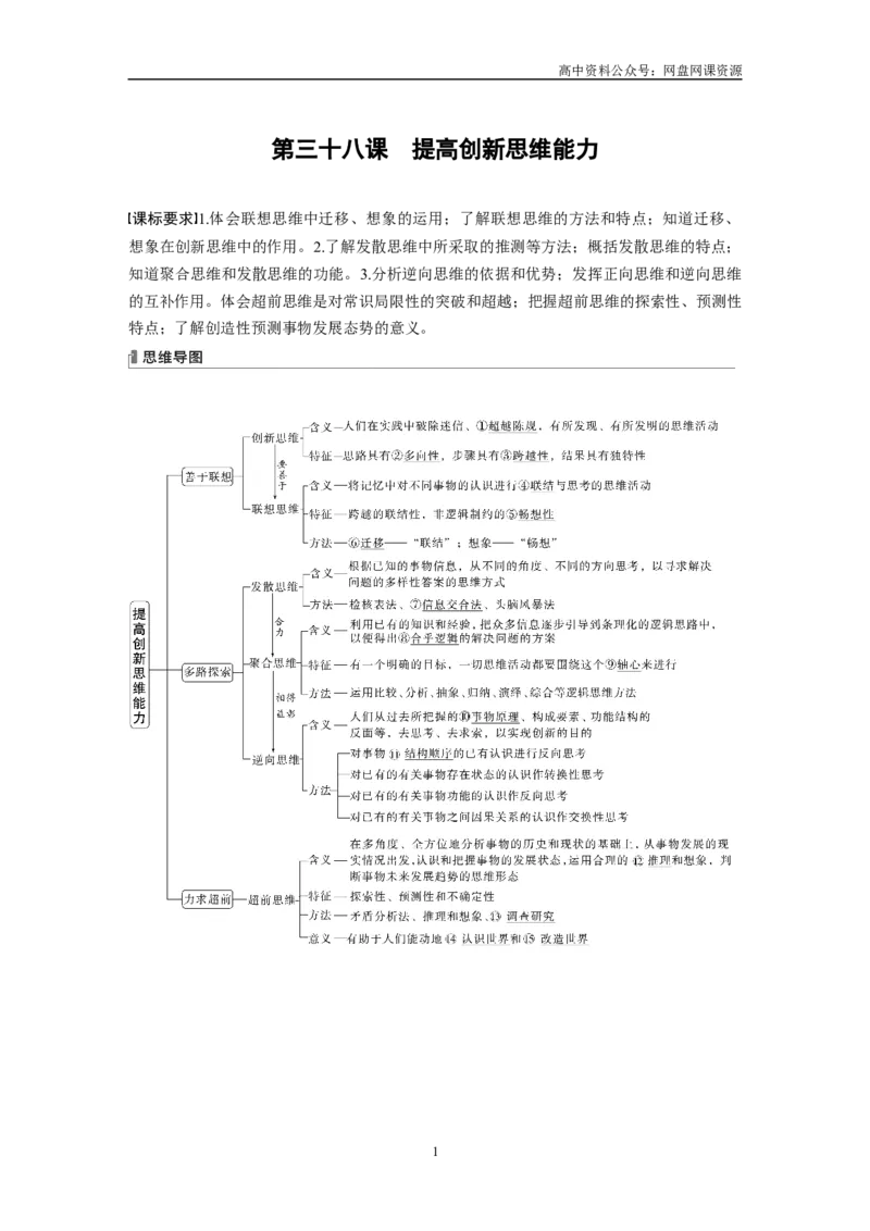《2024年高考政治一轮复习（部编版）选择性必修3　第318课　课时1　善于联想与多路探索_初高中资料库_高中资料库（转存避免链接过期失效）_高中政治》第1页预览