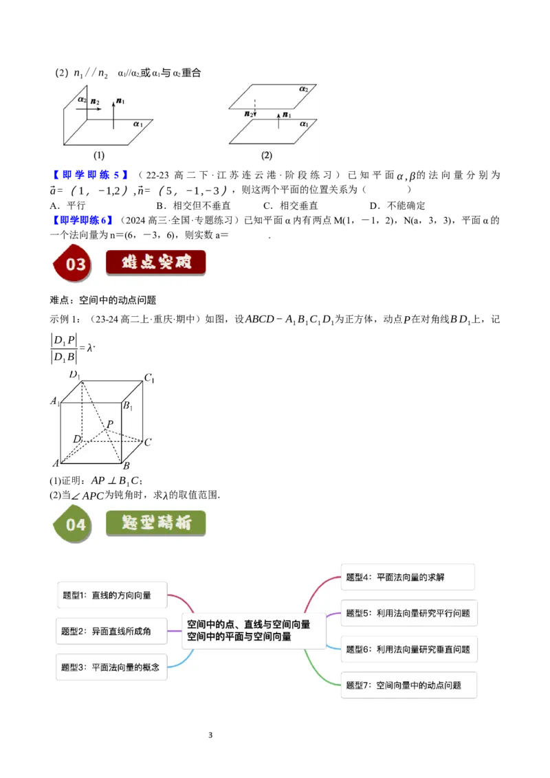 《第04讲1.2.1&1.2.2空间中的点、直线、平面与空间向量（3知识点+6题型+巩固训练）学生版-高中数学人教B版讲义（选择性必修一）_2027高中必刷题_必刷题2027_2027高一高二必刷题_数学_赠送》第3页预览