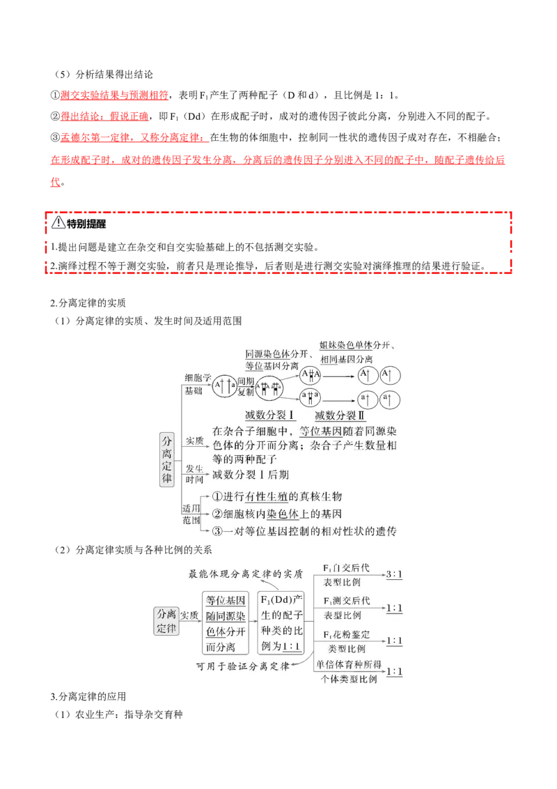 《第15讲分离定律（知识清单）（全国通用）（教师版）_高考一二三轮复习_生物_2026年高考生物一轮_2026年高考生物一轮复习知识清单（全国通用）-G56_2026版》第6页预览