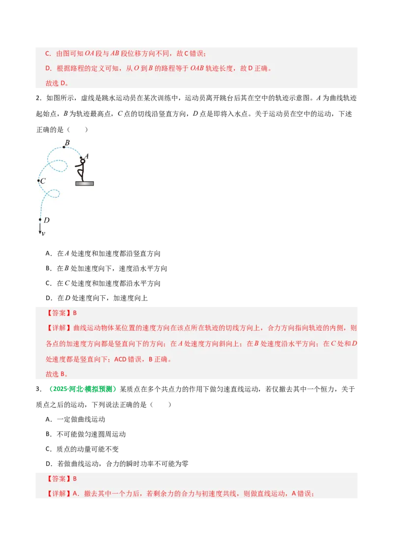 《第13讲曲线运动、运动的合成与分解（专项训练）（全国通用）（教师版）_高考一二三轮复习_物理_2026年_2026年高考物理一轮复习讲义+练习+课件（新教材新高考）-G55(1)_2026版》第2页预览