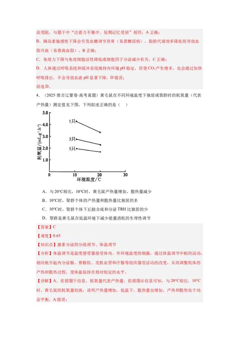 《专题09体液调节（教师版）_高考一二三轮复习_生物_2026年-生物高考专项复习_2025年高考真题和模拟题生物分类汇编（全国通用）-G70》第3页预览