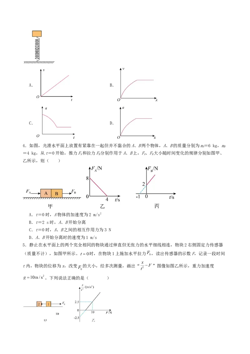 《3.2牛顿运动定律与图像结合的问题专项训练_高考一二三轮复习_物理_2027年高考物理一轮更新中_42027届高考物理一轮复习专项练（巩固练+专项攻克）》第2页预览