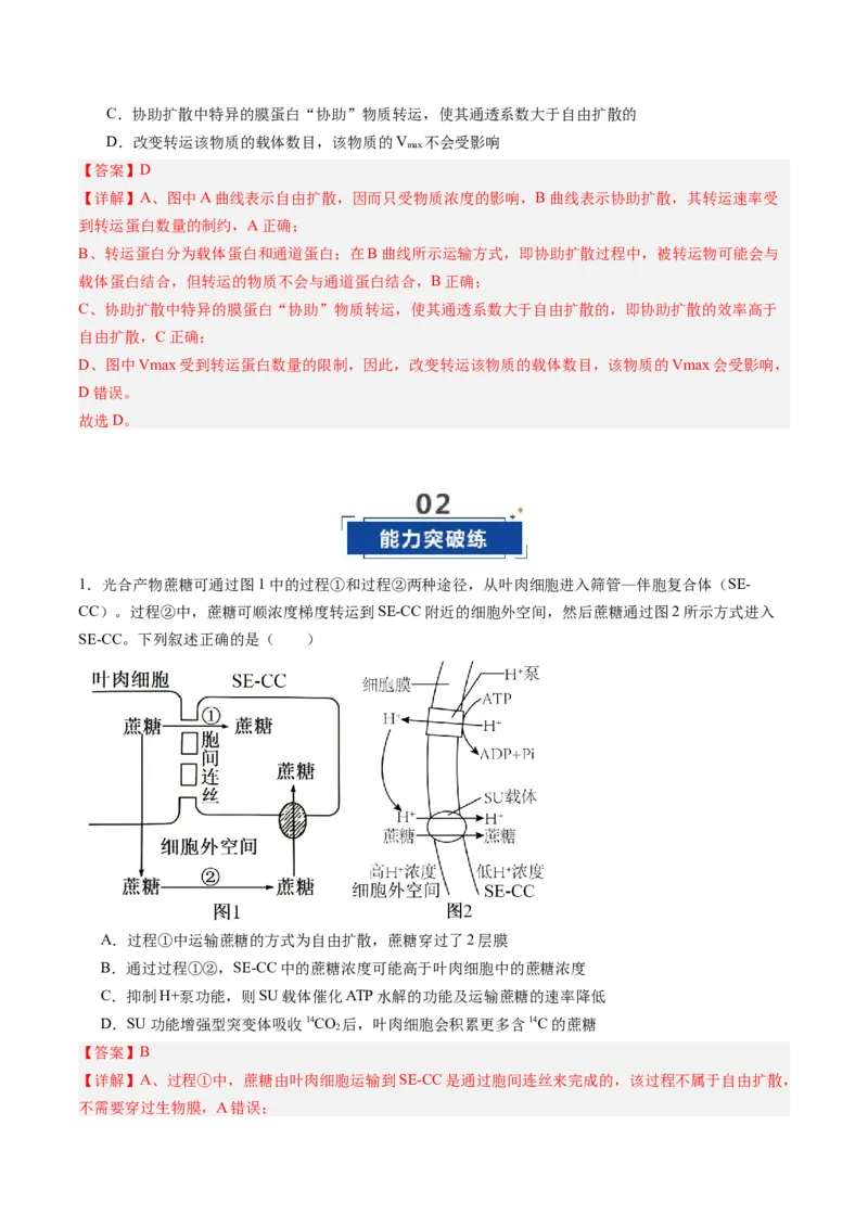 《第08讲物质进出细胞方式及影响因素（专项训练）（安徽专用）（教师版）_高考一二三轮复习_生物_2026年高考生物一轮_2026年高考生物一轮课件+讲义+练习（安徽专用）-G326》第8页预览