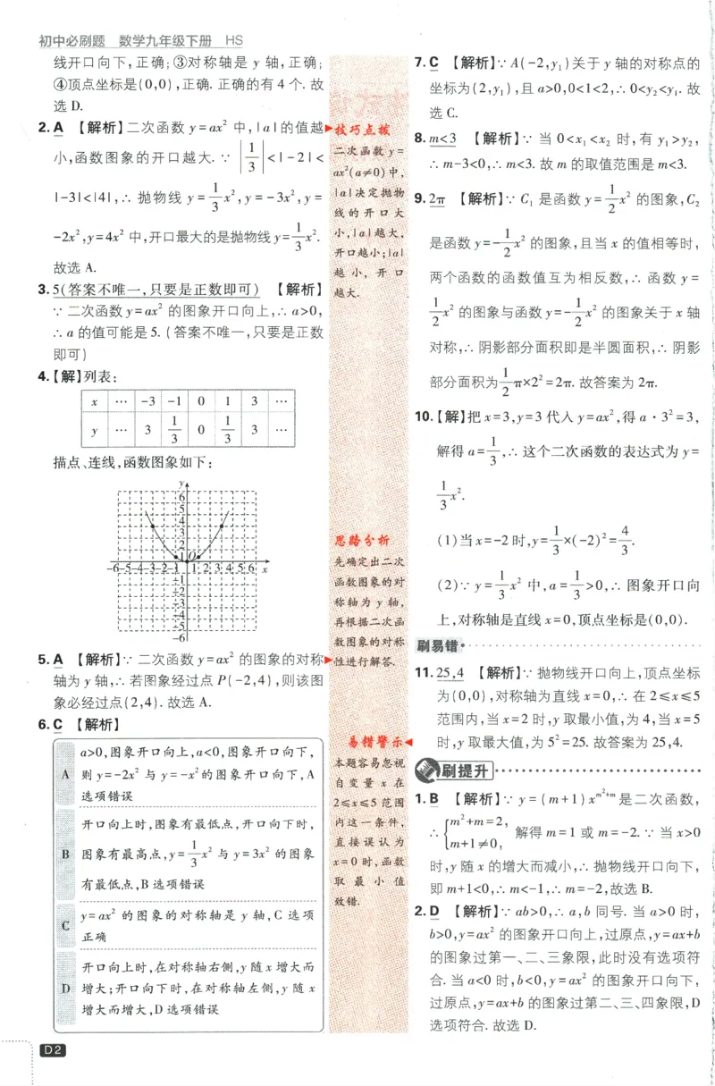 《2024版《初中必刷题》数学9下（HS）-批注式详答与详析_初中全科知识点总结和试卷_赠送习题试卷_初中3年学习辅助资料_2、2025初中必刷题合集_初中必刷题23+24+25上册_25初中必刷_初中必刷题》第4页预览