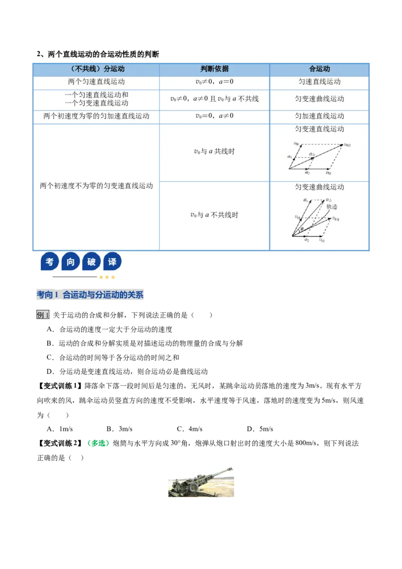 《第14讲曲线运动、运动的合成与分解（复习讲义）（黑吉辽蒙专用）（学生版）_高考一二三轮复习_物理_2026年_2026年高考物理一轮课件+讲义+练习（黑吉辽蒙专用）-G330(1)》第9页预览