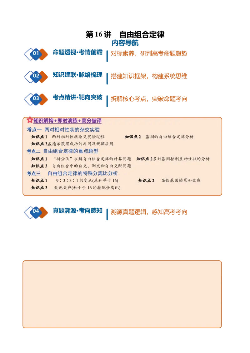 《第16讲自由组合定律（复习讲义）（全国通用）（教师版）_高考一二三轮复习_生物_2027年高考生物一轮_2027年高考生物一轮复习讲义+练习+课件（新教材新高考）-G55_2027版》第1页预览
