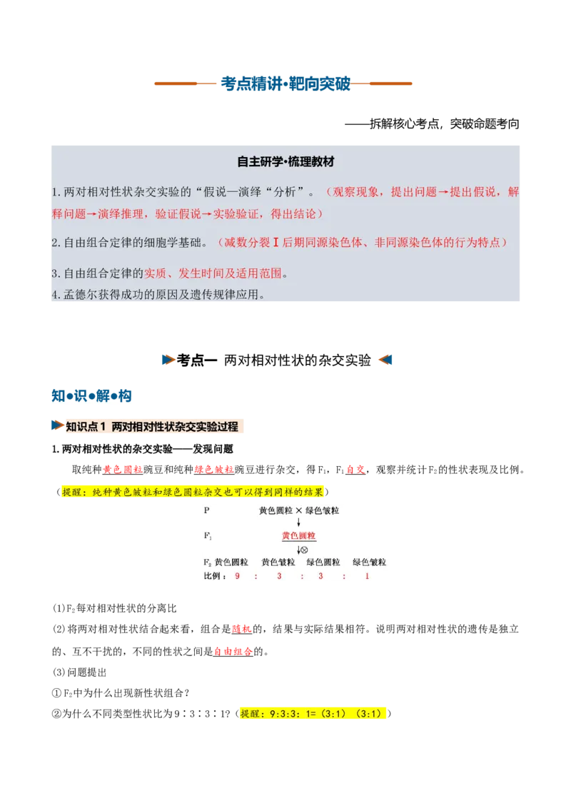 《第16讲自由组合定律（复习讲义）（全国通用）（教师版）_高考一二三轮复习_生物_2027年高考生物一轮_2027年高考生物一轮复习讲义+练习+课件（新教材新高考）-G55_2027版》第5页预览
