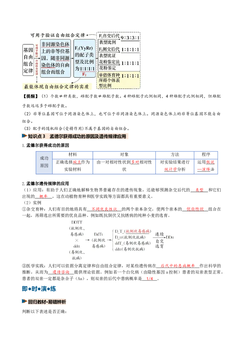 《第16讲自由组合定律（复习讲义）（全国通用）（教师版）_高考一二三轮复习_生物_2027年高考生物一轮_2027年高考生物一轮复习讲义+练习+课件（新教材新高考）-G55_2027版》第8页预览
