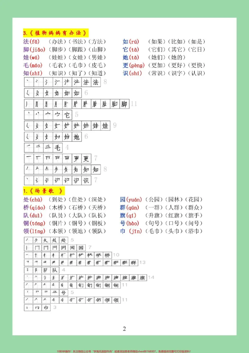 《#每天学习一点点#二年级语文#生字#开学季二年级家长为孩子保存学习，学期必备。》第3页预览
