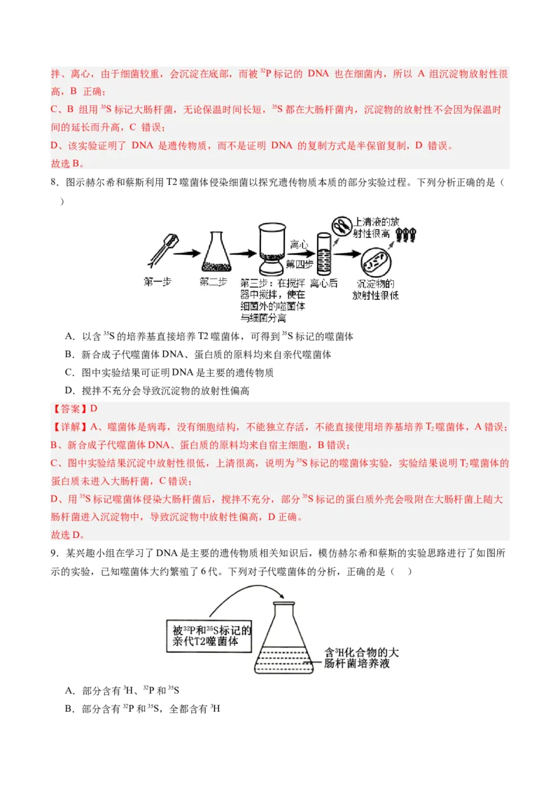 《第19讲DNA是主要的遗传物质（专项训练）（四川专用）（教师版）_高考一二三轮复习_生物_2026年高考生物一轮_2026年高考生物一轮课件+讲义+练习（四川专用）-G335》第5页预览