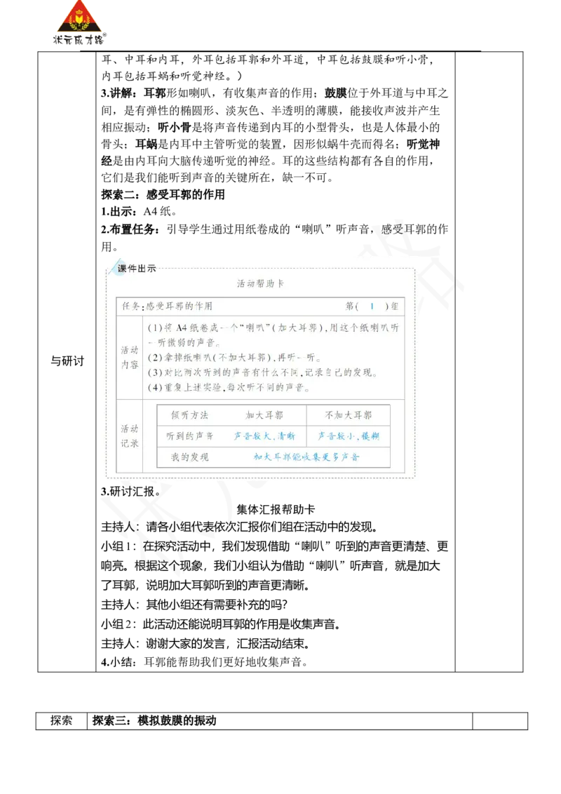 《第4课　我们是怎样听到声音的_26春小学语数英道科各版本《课件+教案》_26春人教版语数《状元大课堂》课件+教案_25秋_科学《状元大课堂》教案+课件教科25秋_四年级_教科4科上教案_1声音》第2页预览