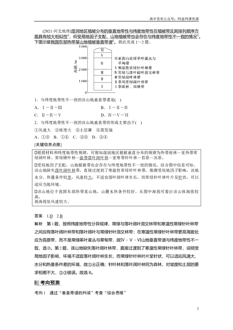 《2024年高考地理一轮复习（新人教版）第1部分　第6章　第2讲　课时39　垂直地域分异规律_初高中资料库_高中资料库（转存避免链接过期失效）_高中地理》第3页预览
