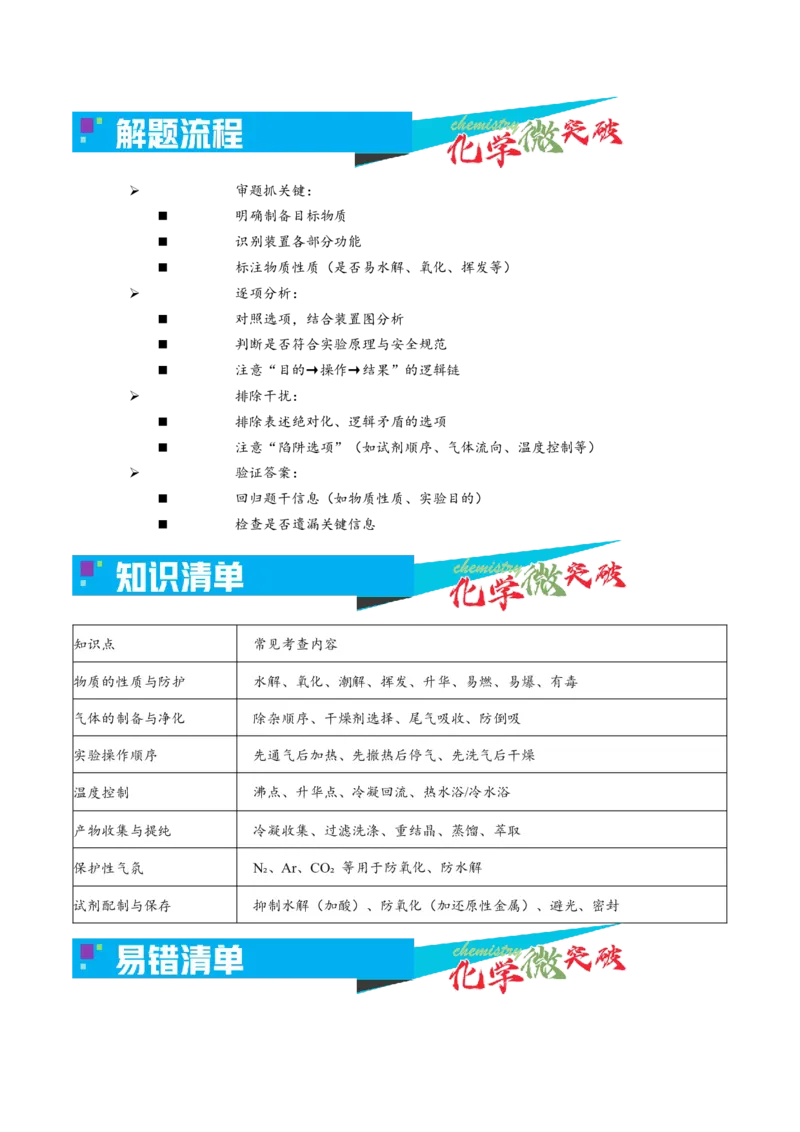 《4-3无机物制备实验（选择题）（学生版）_高考一二三轮复习_化学_2026年-化学高考专项复习_22026年高考化学培优微突破讲义（全国通用）》第2页预览