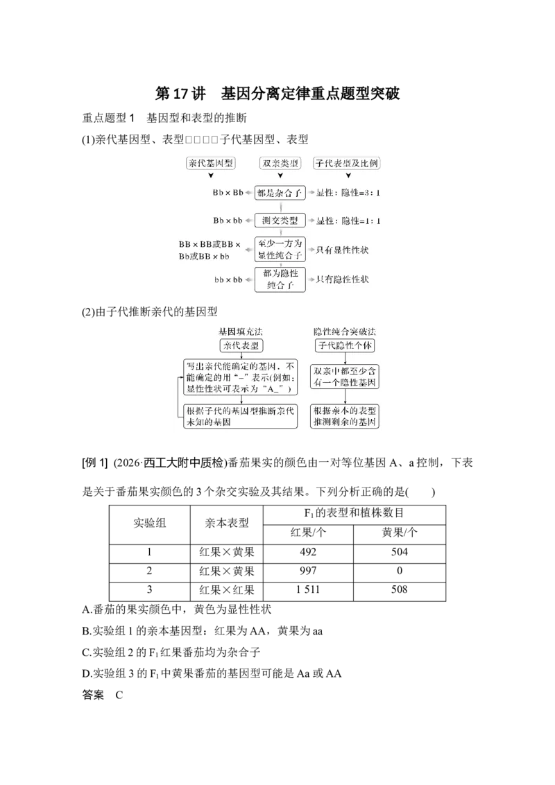 《第17讲基因分离定律重点题型突破_高考一二三轮复习_生物_2027年高考生物一轮_12027年高考生物一轮复习讲义（考点详解）》第1页预览