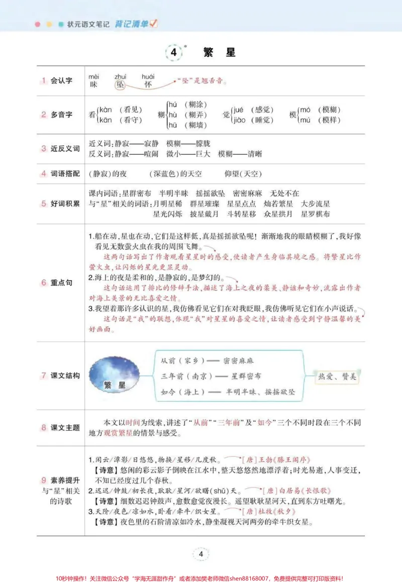 《#四年级上册语文状元笔记(背记清单)#学习资料分享#知识点总结#必考考点#学霸秘籍_最新小学1-9年级各科+幼升小+综合类学习资源汇总包_四年级一线老师整理版资源（全网独家）》第4页预览