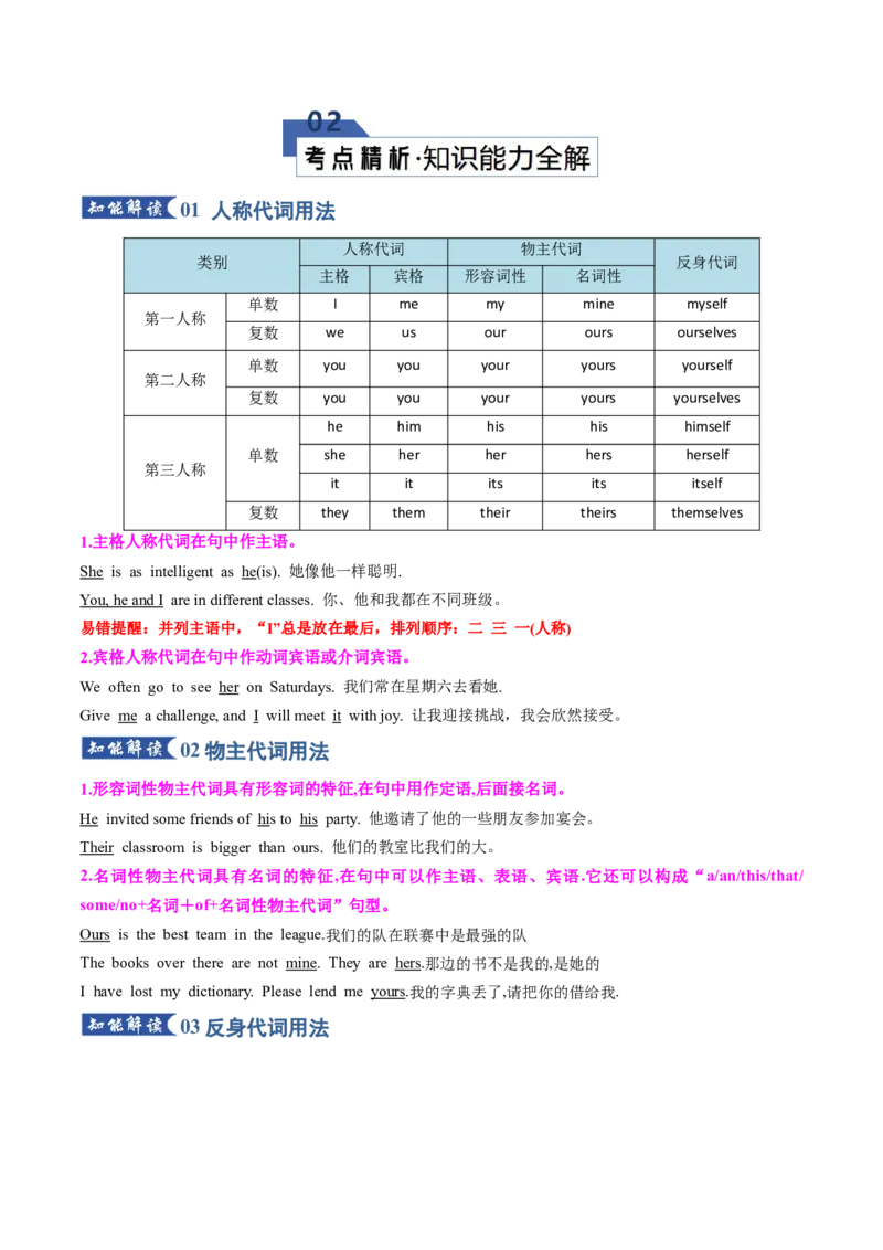 《专题21代词（知识清单）（教师版）_高考一二三轮复习_英语_2026年_2026年高考英语一轮复习知识清单（全国通用）-G56_2026版》第3页预览