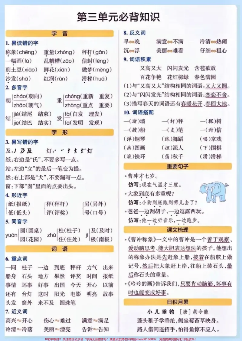 《二年级语文上册重点必背知识。二年级语文上册1-8单元重点知识，考试都会必考的知识点，家长收藏让孩子每天读一读记一记#必备知识#二年级#二年级语文#家长收藏孩子受益#知识点总结》第4页预览