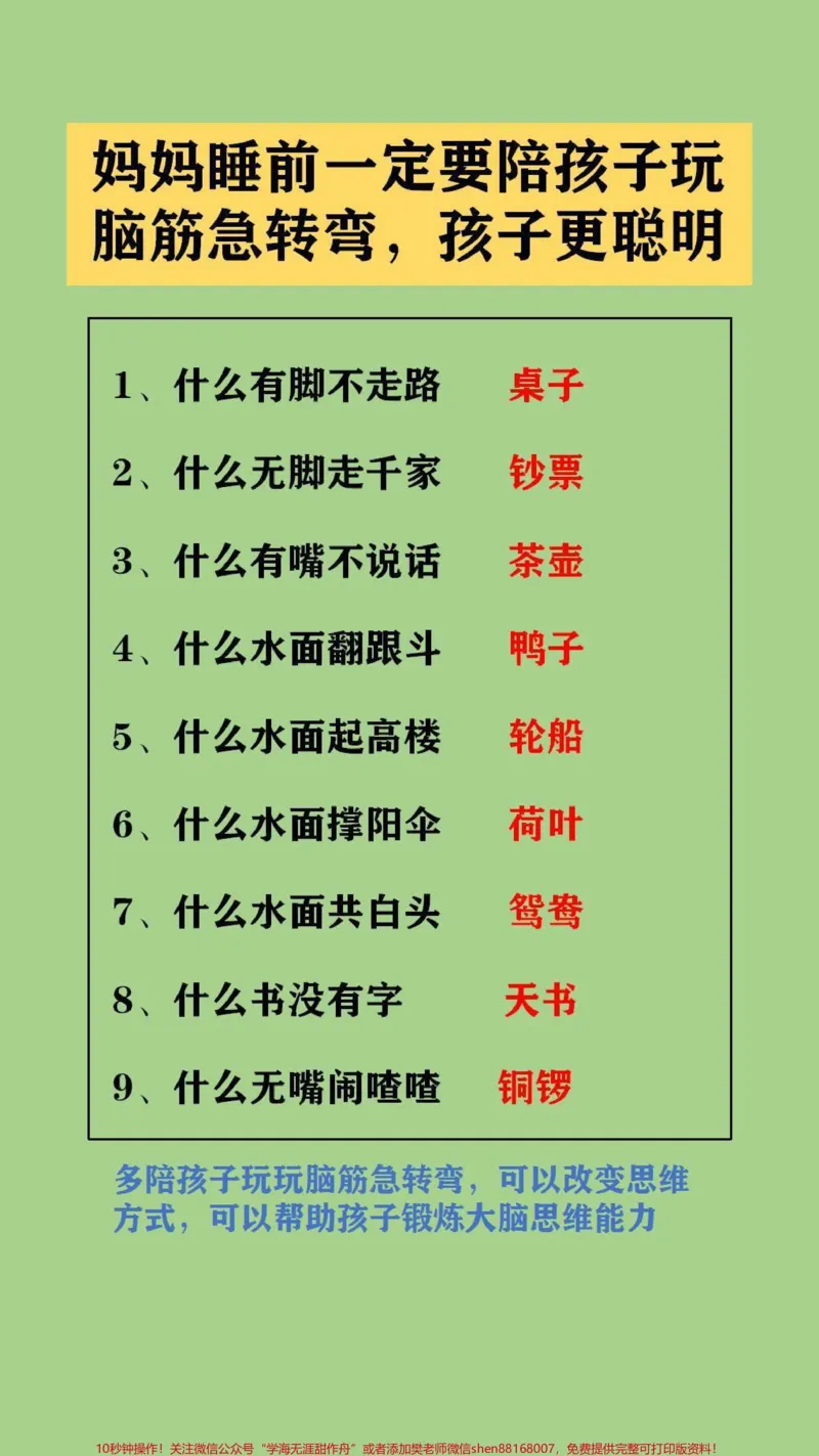 《#qunju888.com图文来了多陪孩子玩玩脑筋急转弯,可以改变思维方式,可以帮助孩子锻炼大脑思维能力#脑筋急转弯#脑筋转转转_最新小学1-9年级各科+幼升小+综合类学习资源汇总包》第2页预览