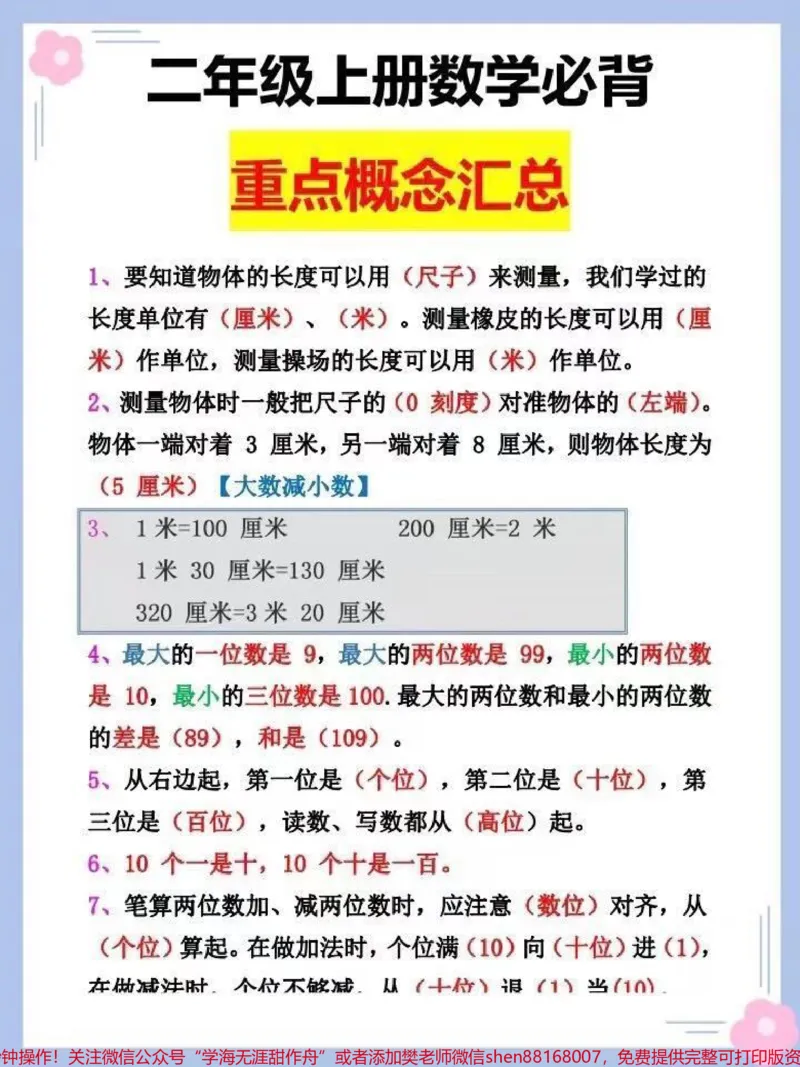 《二年级上册数学重点概念汇总。#二年级数学#知识点总结#学习资料分享#学霸秘籍#关注我持续更新小学知识》第2页预览