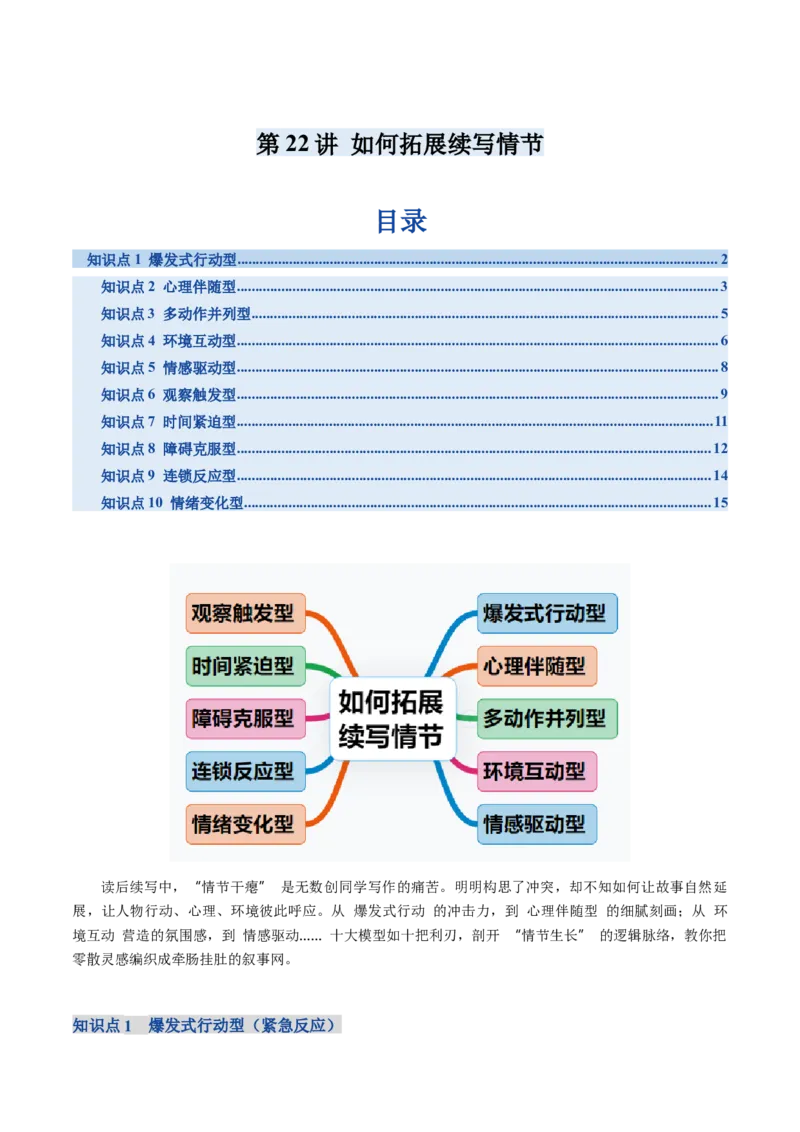 《第22讲如何拓展续写情节（复习讲义）（教师版）_高考一二三轮复习_英语_2026年_2026年高考英语一轮复习讲义+练习+课件（新教材新高考）-G55_2026版_第四部分写作》第1页预览