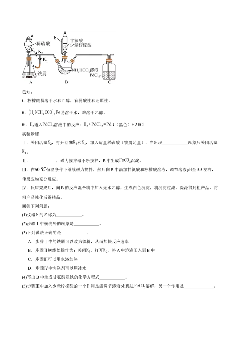 《专题09化学实验综合题（学生版）_高考一二三轮复习_化学_2026年-化学高考专项复习_2025年高考化学三模试题分类汇编（新高考通用）_2025版》第3页预览
