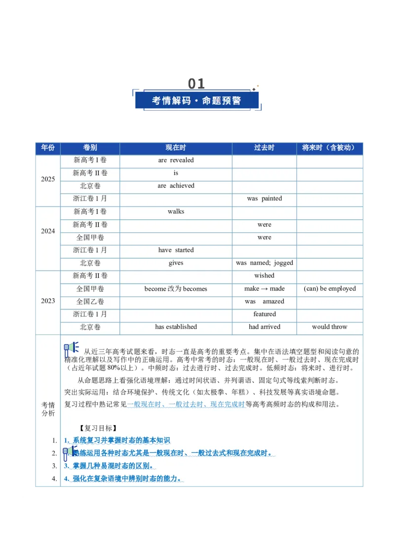 《第13讲动词时态之一般时三大类（复习讲义）（全国通用）（学生版）_高考一二三轮复习_英语_2026年_2026年高考英语一轮复习讲义+练习+课件（新教材新高考）-G55_2026版_第二部分语法》第2页预览